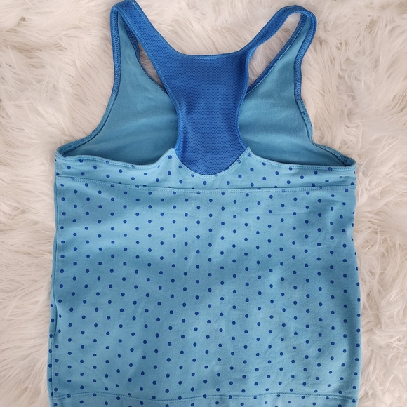 Women's Nike Athletic Racerback Tank Top. Light Blue with Polka Dots - Picture 5 of 5